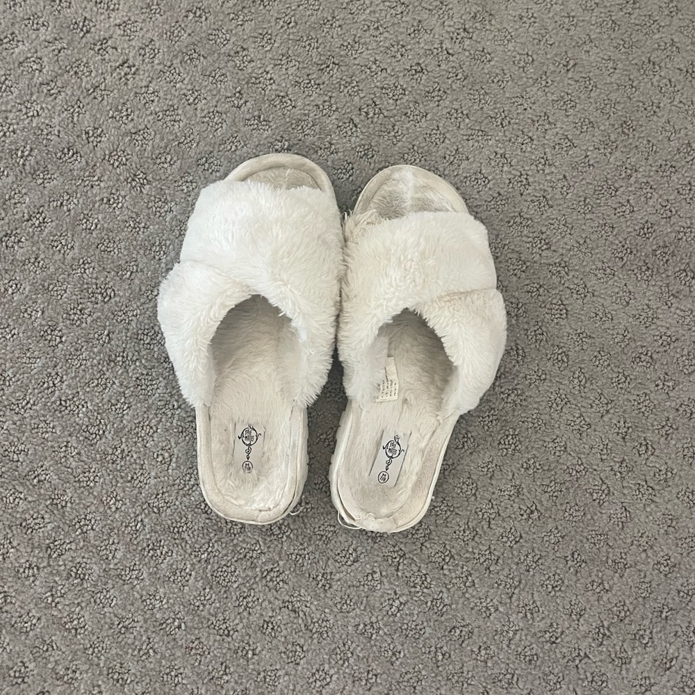 White fluffy slippers